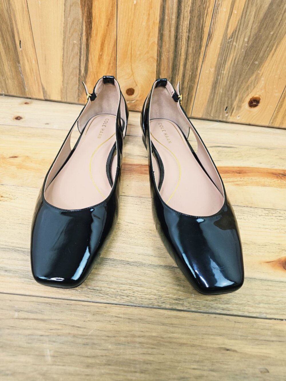 Cole Haan Bria Square Toe Cutout Ballet Flat in Black Patent Slingback Size 11 - Picture 8 of 8